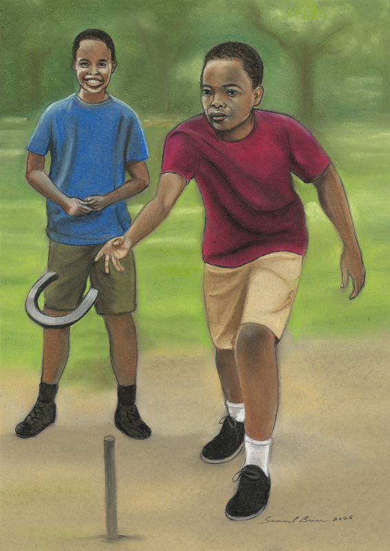 Children playing horseshoes