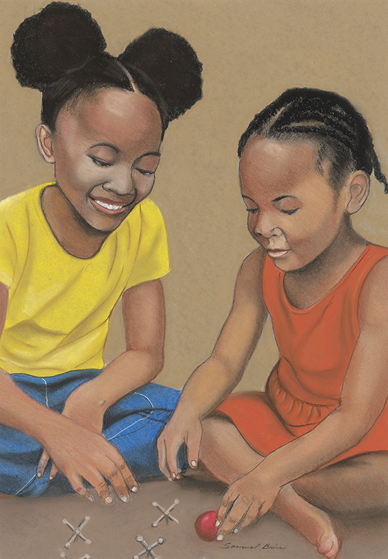 Children playing jacks